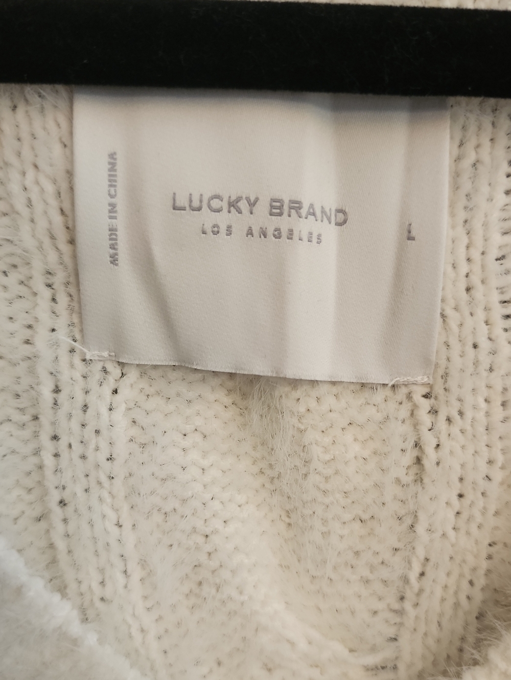 Lucky Brand Cream Cable-Knit V-Neck Sweater - Picture 2 of 16